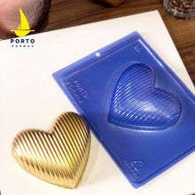 Load image into Gallery viewer, Striped Heart Chocolate Mold (3 part mold)