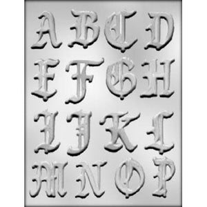 Old English Alphabet A-Z 2” CHOCOLATE MOLD 90-14271/72